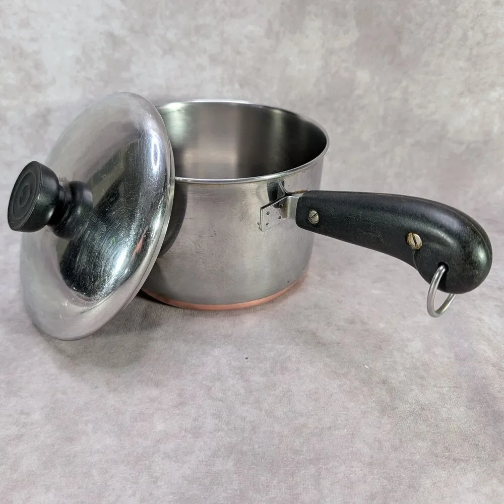 Revere Ware 2 Qt Copper Clad Stainless Saucepan Pot With Lid Clinton ILL 1801